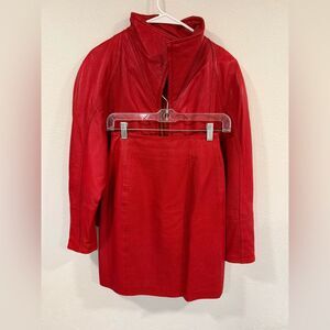 Andrew Marc Vintage Red Leather Jacket & Skirt Set Size Small VGUC